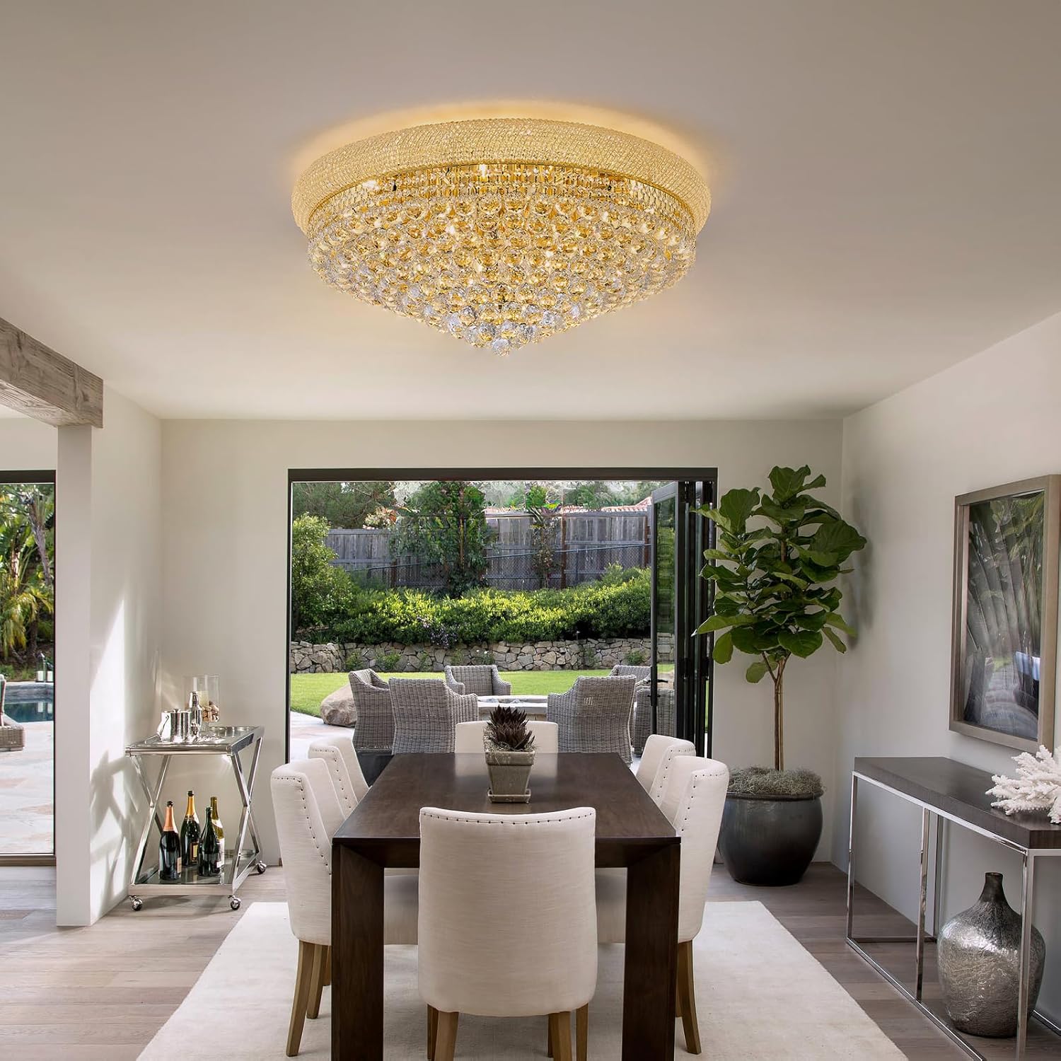 Lustra LED Aplicata Crystal Dome Telecomanda si RGB