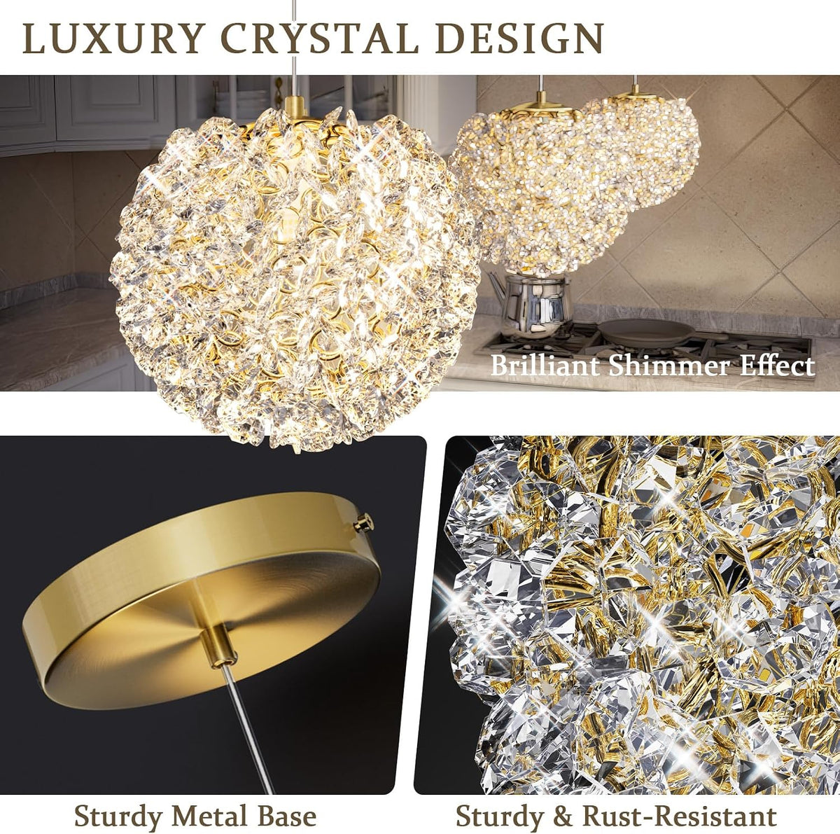 Lustra LED Suspendata Golden Sponge Deluxe 5 Elemente Echivalent 300W