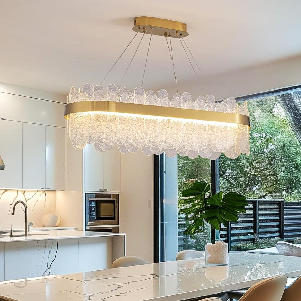 Lustra LED Suspendata QUEEN Gold Cristal 80x30cm