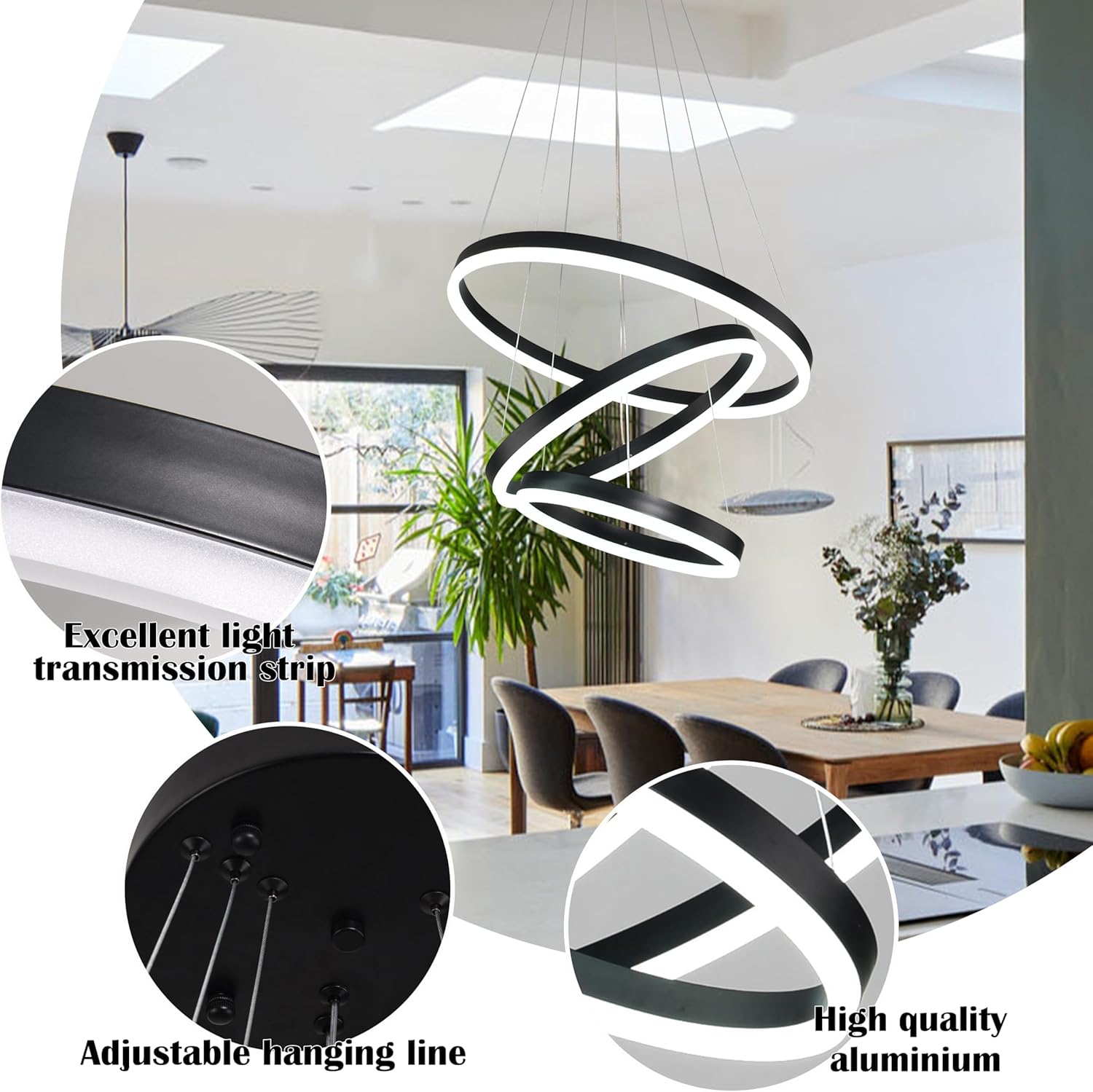 Lustra LED WONDERLAND Black 3 Segmente Echivalent 600W Telecomanda
