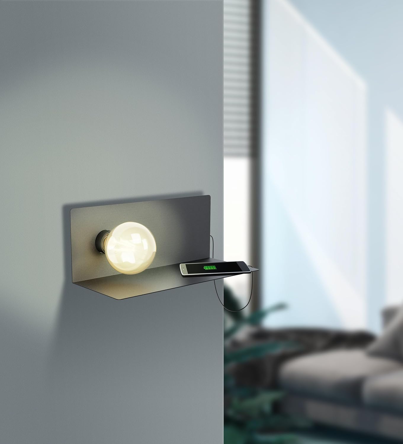 Aplica Perete CIGLIE EGLO 1xE27 cu Incarcare USB