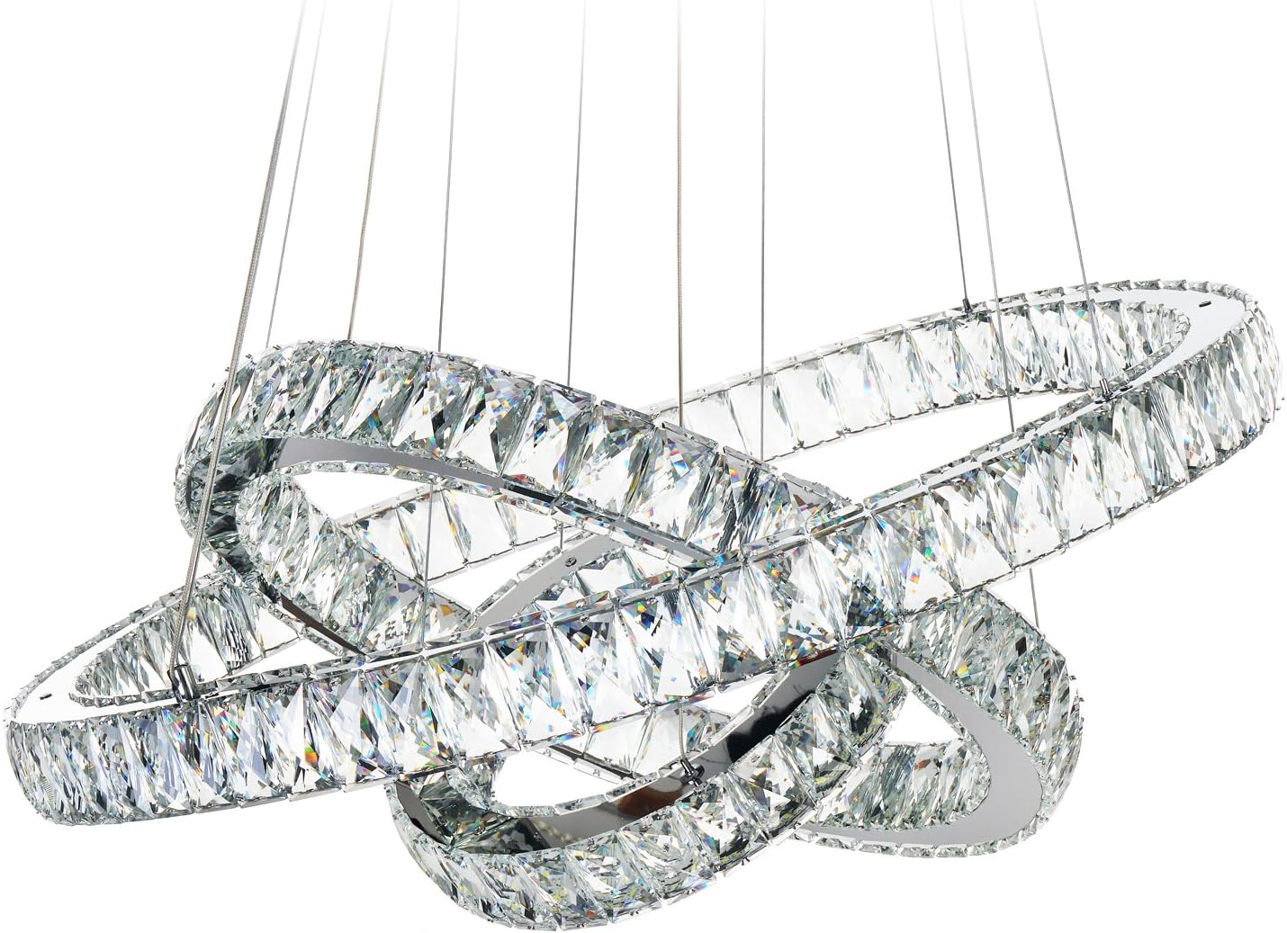 Lustra LED Cristal 3 Segmente Chrome XXL ⌀80/60/40cm Echivalent 1000W Telecomanda