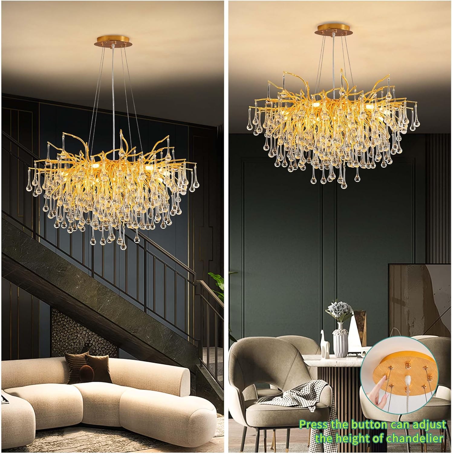 Candelabru Cristal LUXURY Golden Tears 60CM