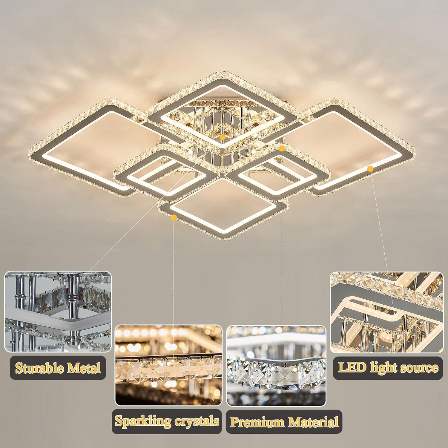 Lustra LED 4+2 DIAMOND RGB Chrome Cristal Echivalent 1000W