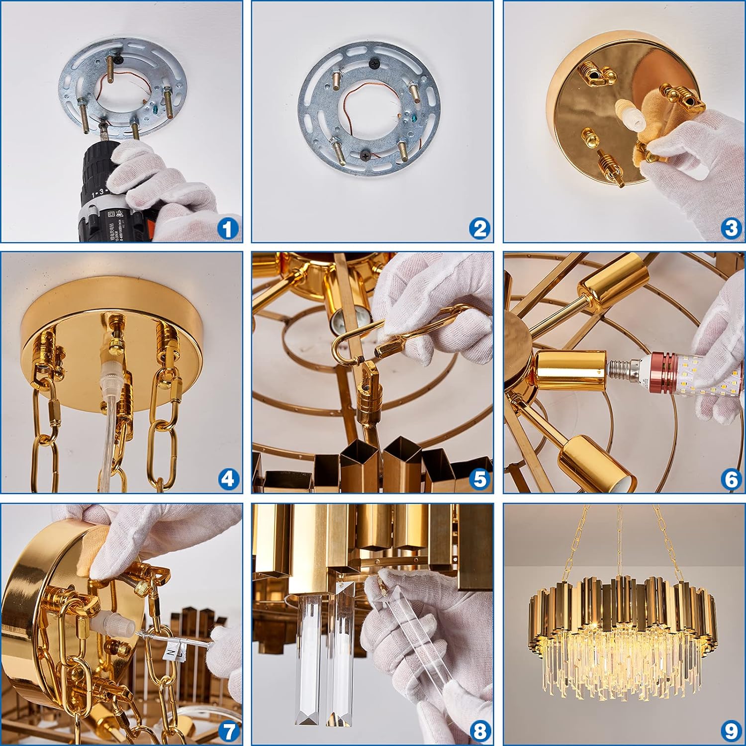 Candelabru Cristal GLORY GOLD GRANDE 400mm