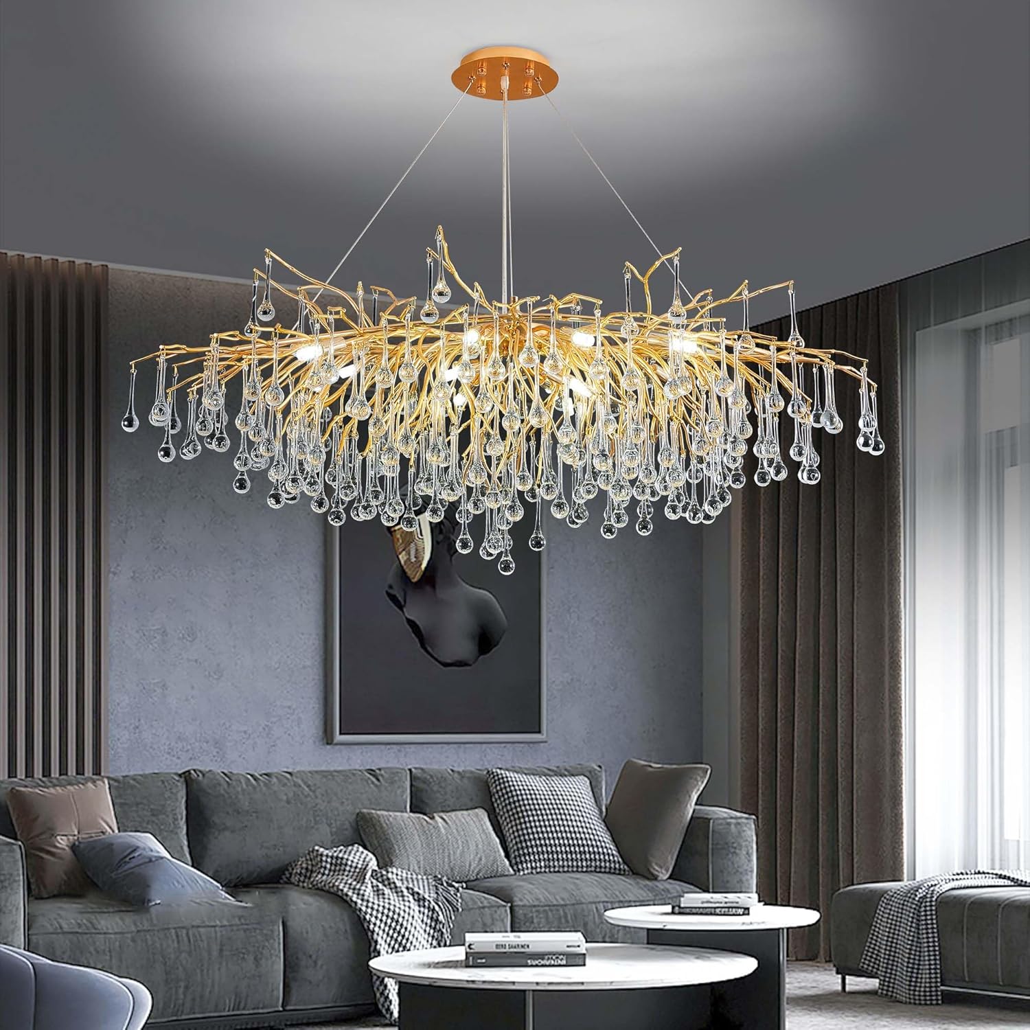 Candelabru Cristal LUXURY Golden Tears 120x60cm AURIE / 120CM / LUXURY Chandeliers Crystal