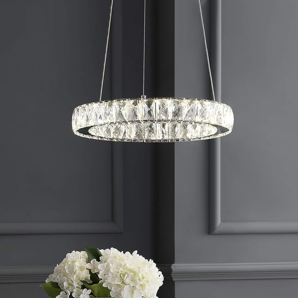 Lustra LED Cristal 1 Segment 40cm Chrome Echivalent 200W Telecomanda