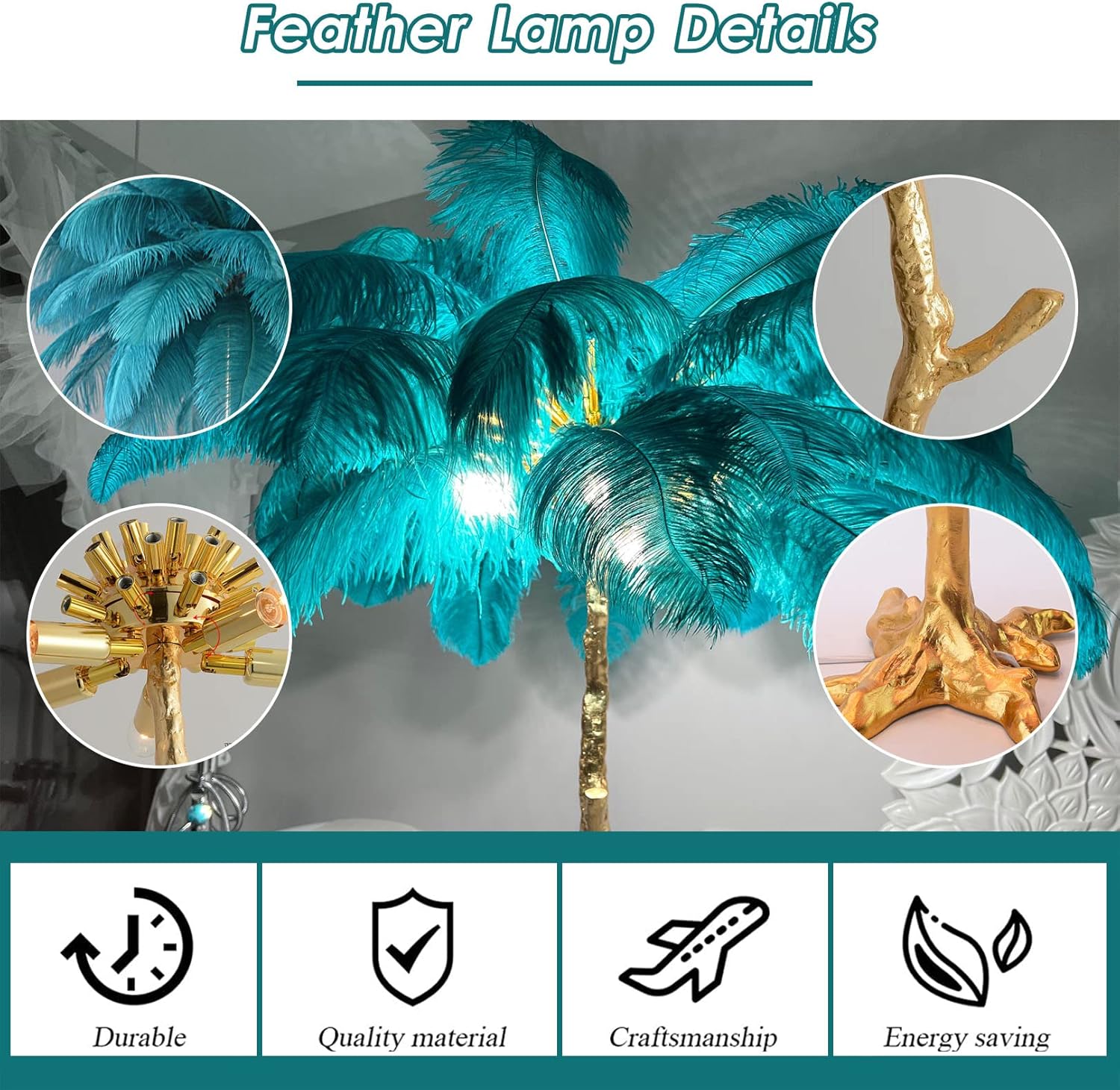 Lampadar Baroque Luxury Feathers Colors