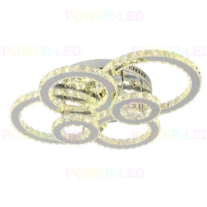 Lustra LED 4+2 CIRCLE Chrome Cristal Echivalent 800W Telecomanda