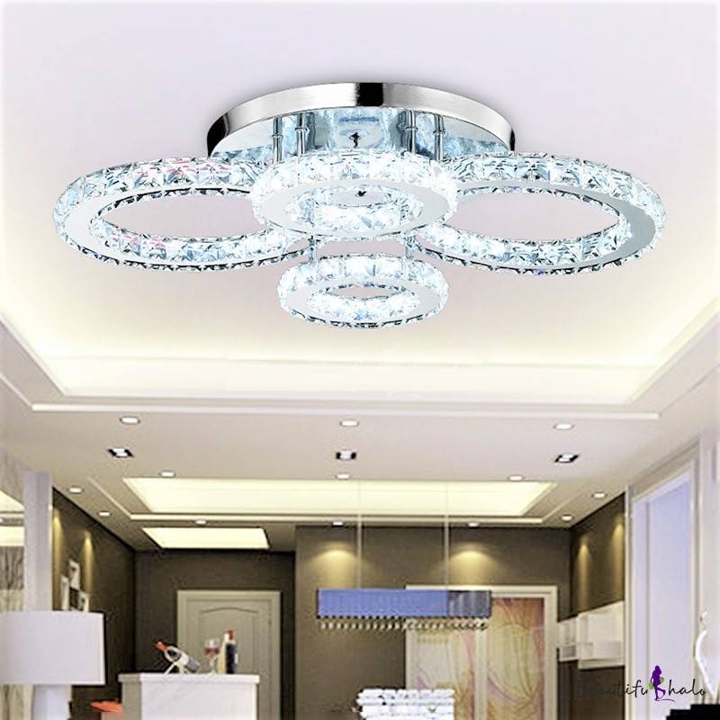 Lustra LED 2+2 CIRCLE Chrome Cristal Telecomanda Echivalent 400W