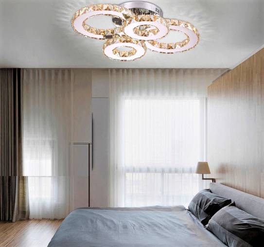 Lustra LED 2+2 CIRCLE Chrome Cristal Telecomanda Echivalent 400W