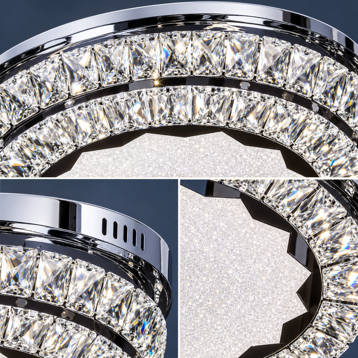 Lustra LED Cristal Silver Halo Echivalent 600W Telecomanda