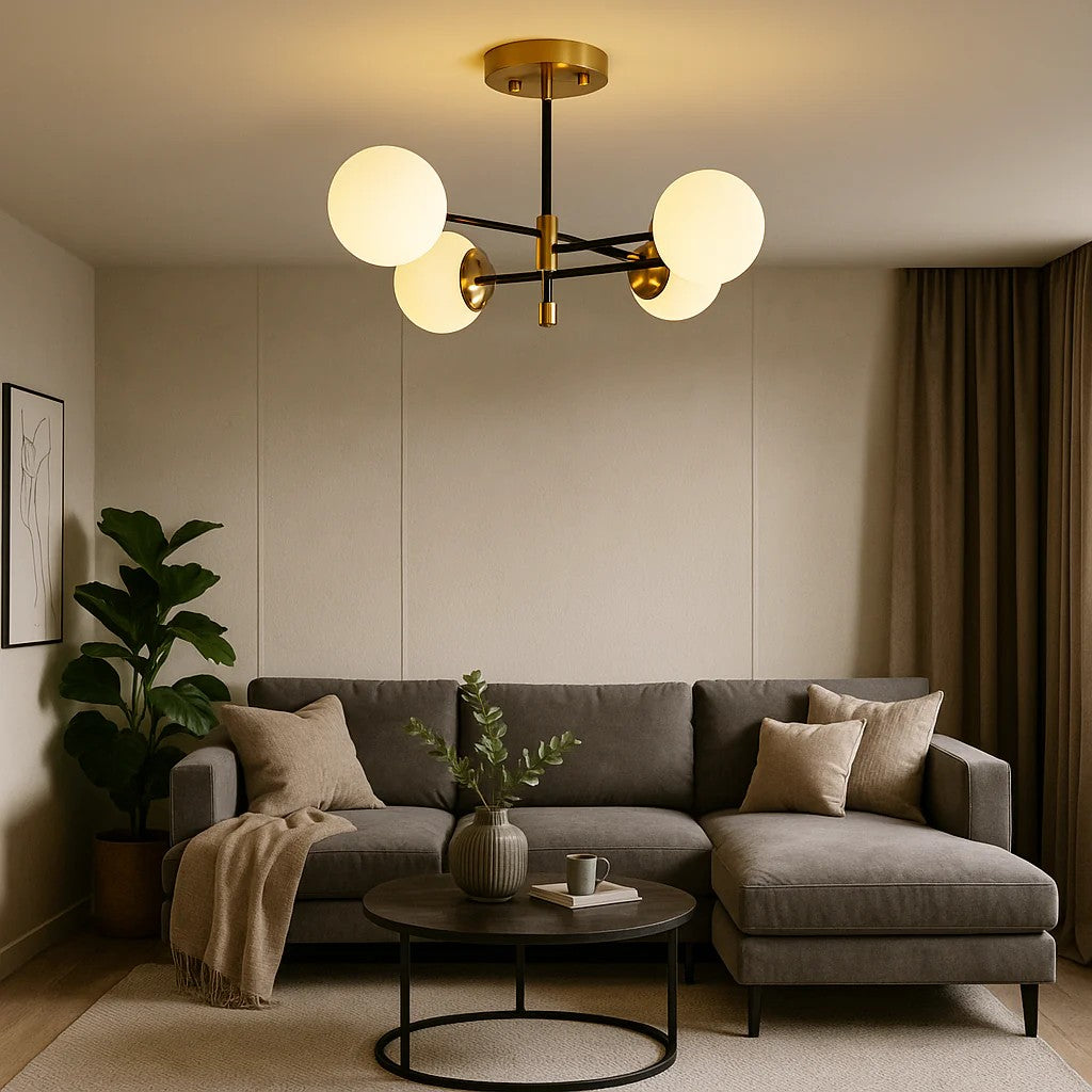 Lustra Aplicata Abajur MAT Black+Gold SOLVIK 4xE27