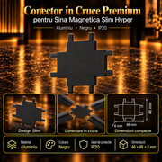 Conector in Cruce Premium Black pentru Sina Magnetica Hyper