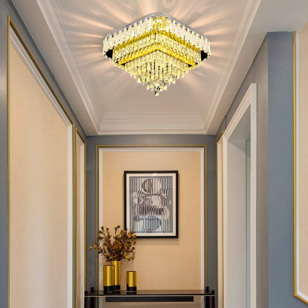 Lustra LED Cristal Aplicata Grand GLAMOUR Square Telecomanda