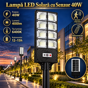 Lampa LED Solara Compact Pro cu Senzor Miscare si Telecomanda 40W | 6400K