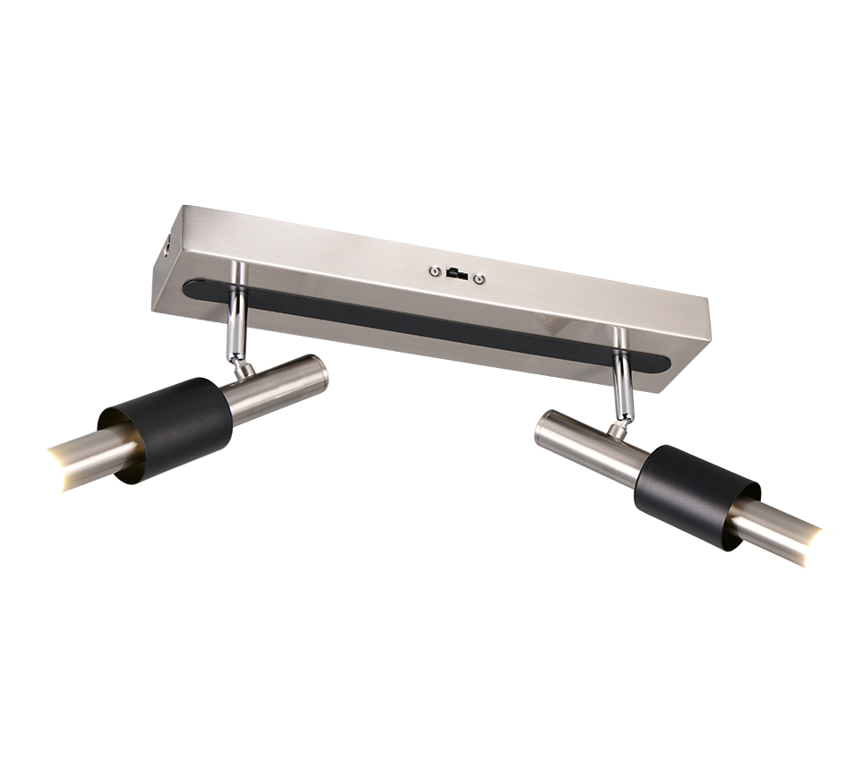 Lustra LED Premium IKARIS Black & Silver cu 2 Spoturi Reglabile