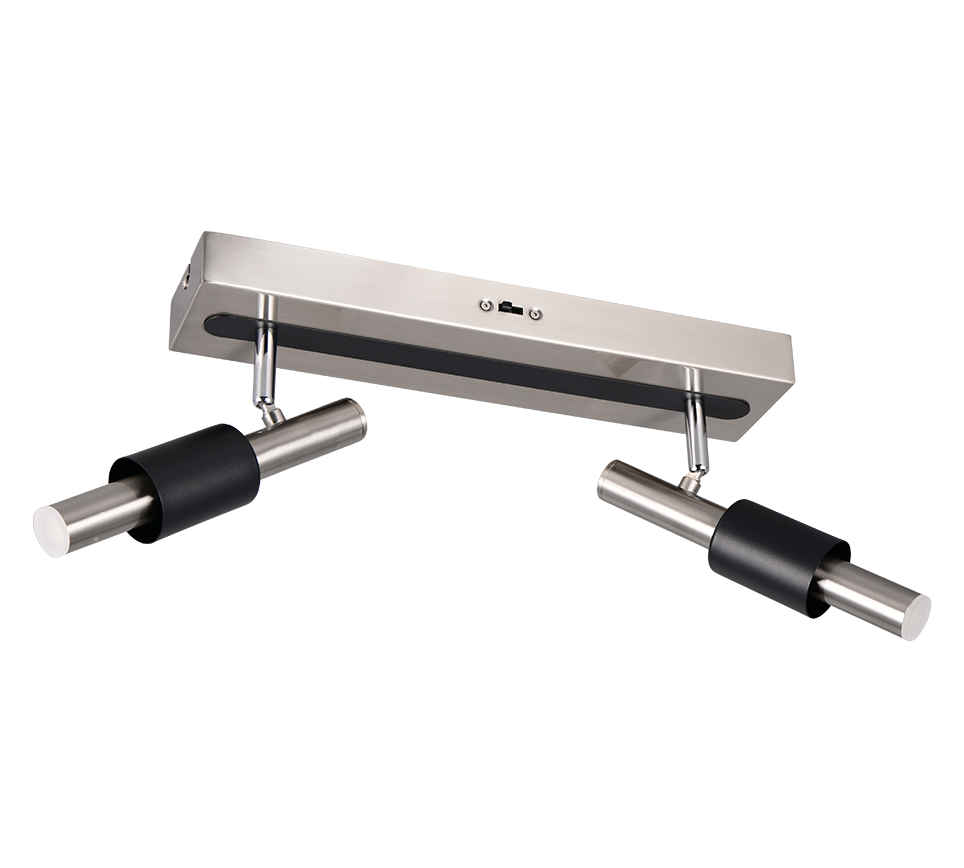 Lustra LED Premium IKARIS Black & Silver cu 2 Spoturi Reglabile