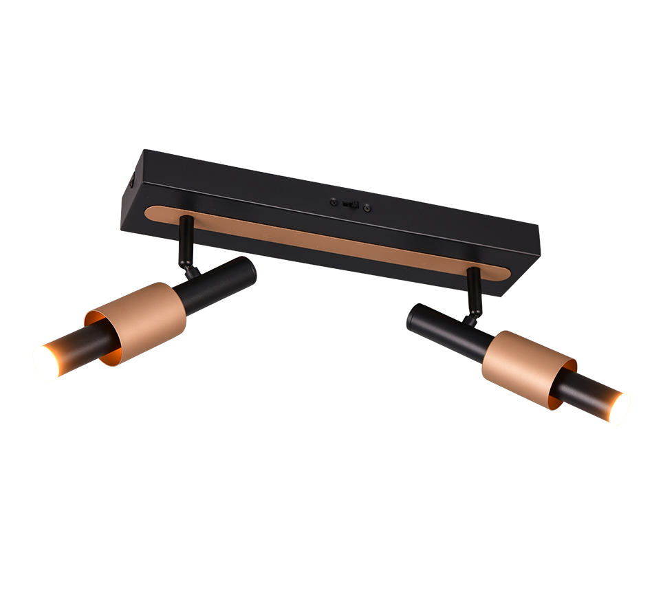Lustra LED Premium IKARIS Black & Gold cu 2 Spoturi Reglabile