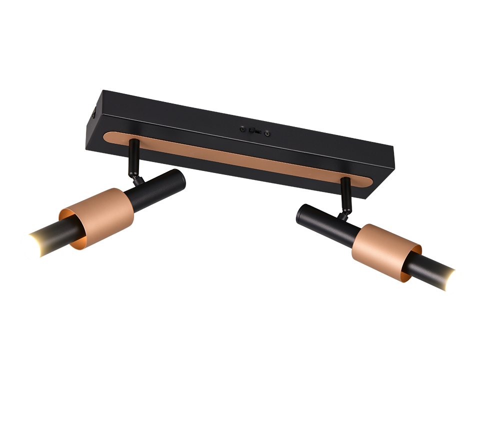 Lustra LED Premium IKARIS Black & Gold cu 2 Spoturi Reglabile
