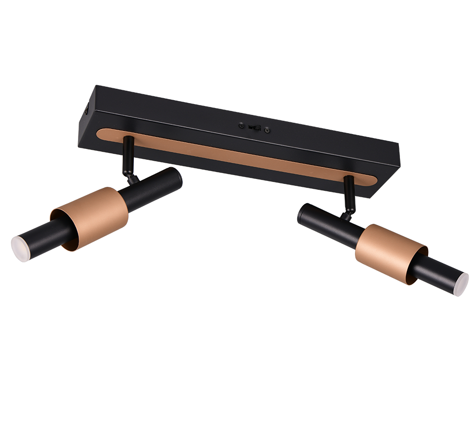Lustra LED Premium IKARIS Black & Gold cu 2 Spoturi Reglabile