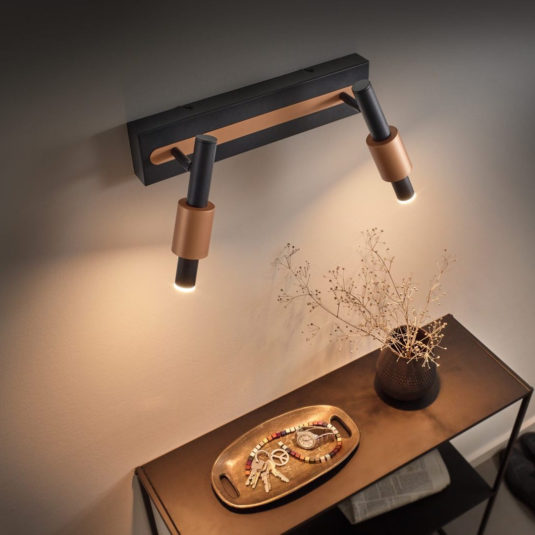 Lustra LED Premium IKARIS Black & Gold cu 2 Spoturi Reglabile