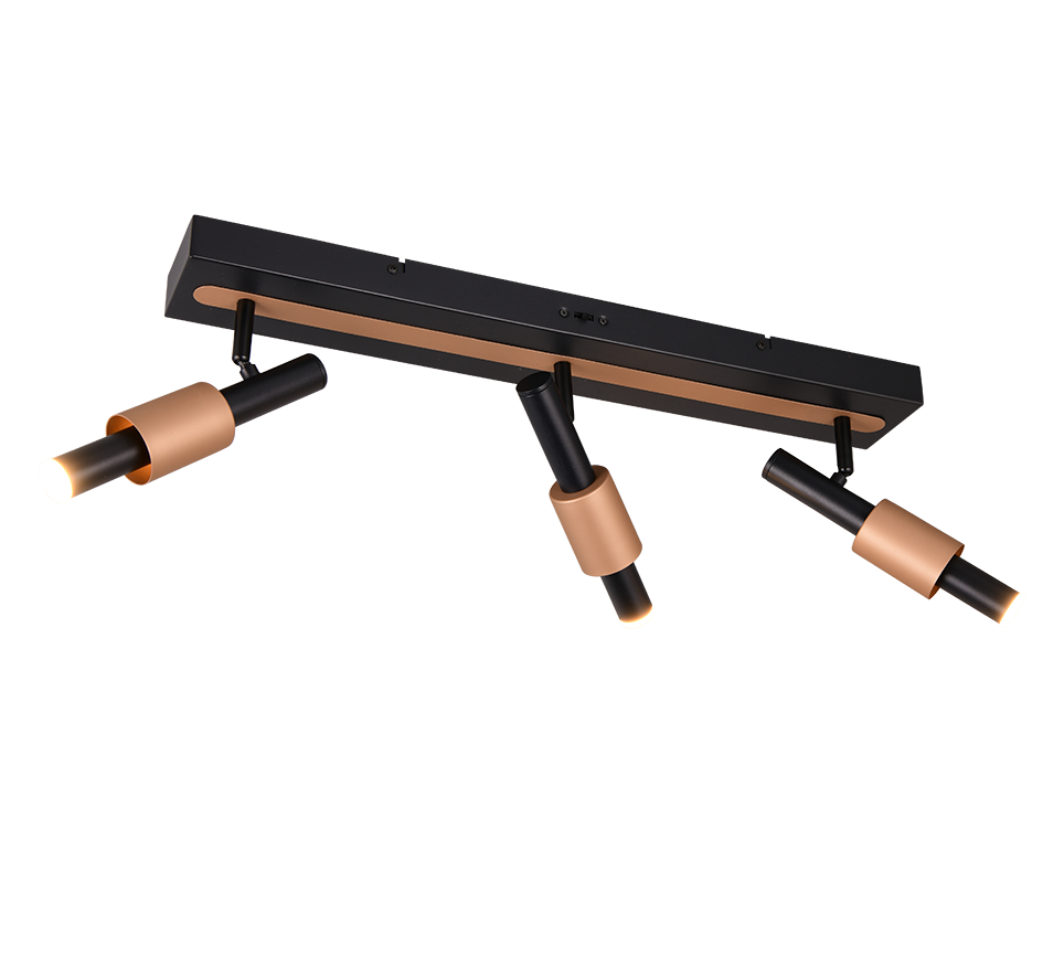 Lustra LED Premium IKARIS Black & Gold cu 3 Spoturi Reglabile