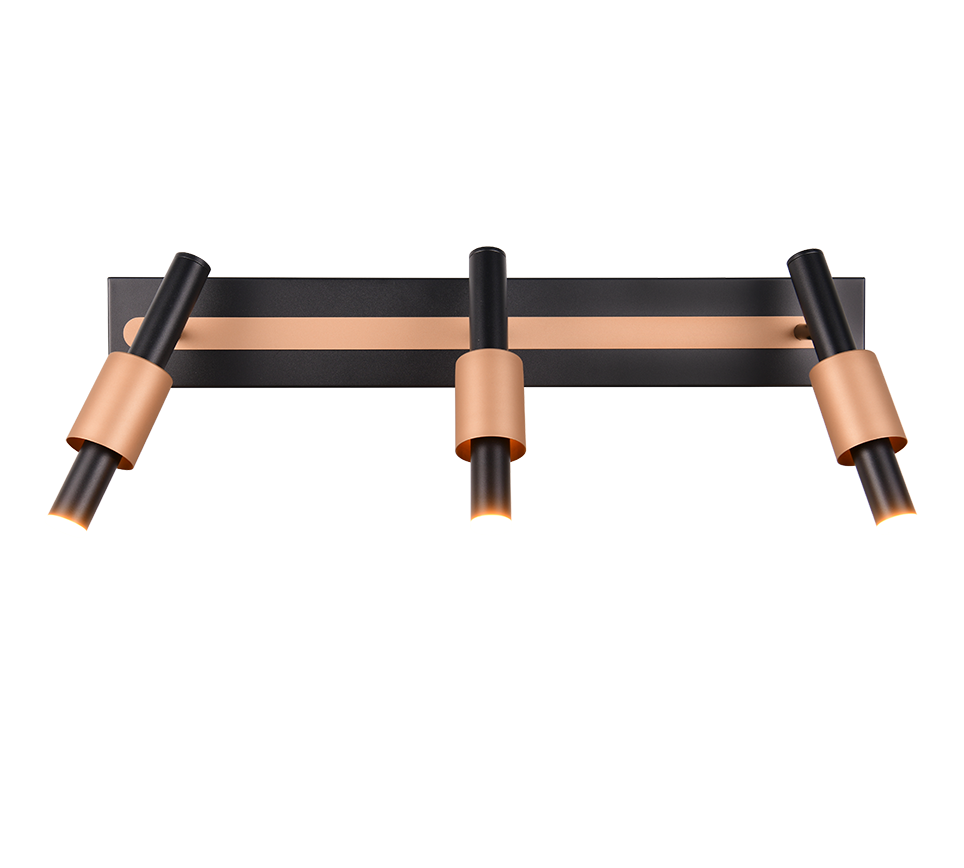 Lustra LED Premium IKARIS Black & Gold cu 3 Spoturi Reglabile