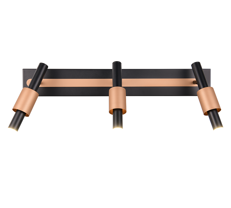 Lustra LED Premium IKARIS Black & Gold cu 3 Spoturi Reglabile