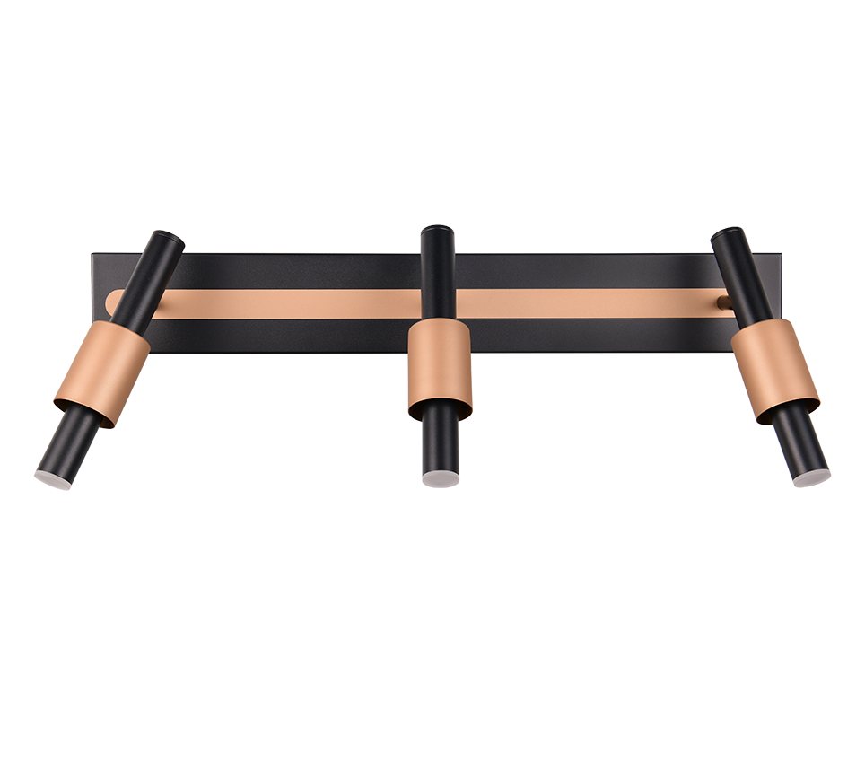 Lustra LED Premium IKARIS Black & Gold cu 3 Spoturi Reglabile