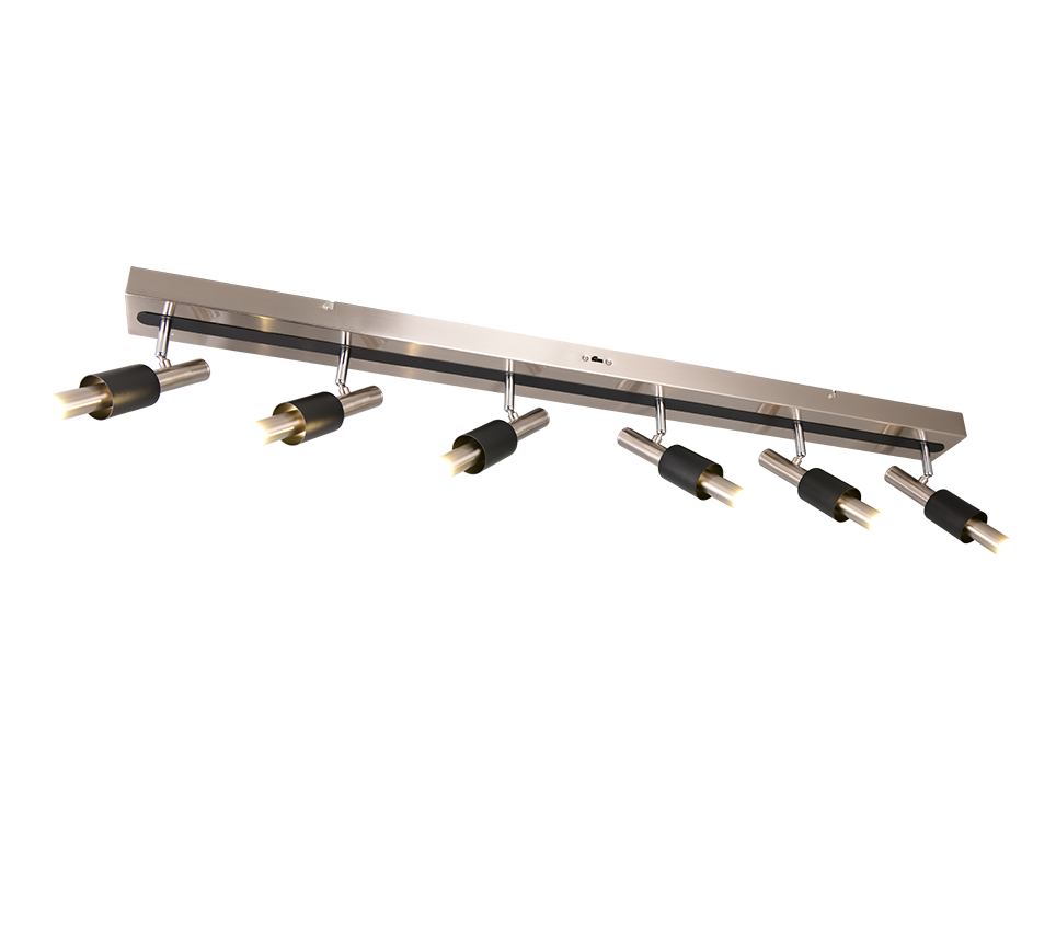 Lustra LED Premium IKARIS Black & Silver cu 6 Spoturi Reglabile