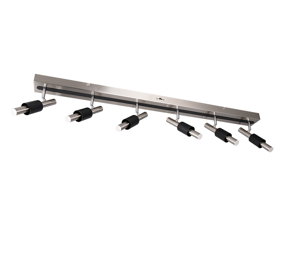 Lustra LED Premium IKARIS Black & Silver cu 6 Spoturi Reglabile