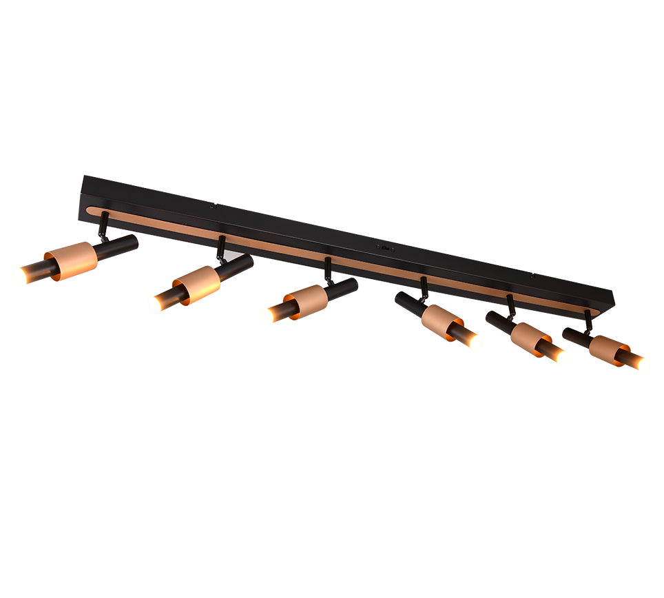 Lustra LED Premium IKARIS Black & Gold cu 6 Spoturi Reglabile