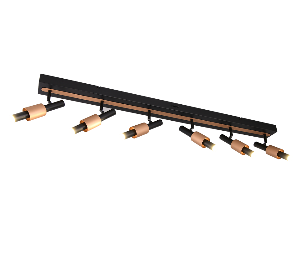Lustra LED Premium IKARIS Black & Gold cu 6 Spoturi Reglabile