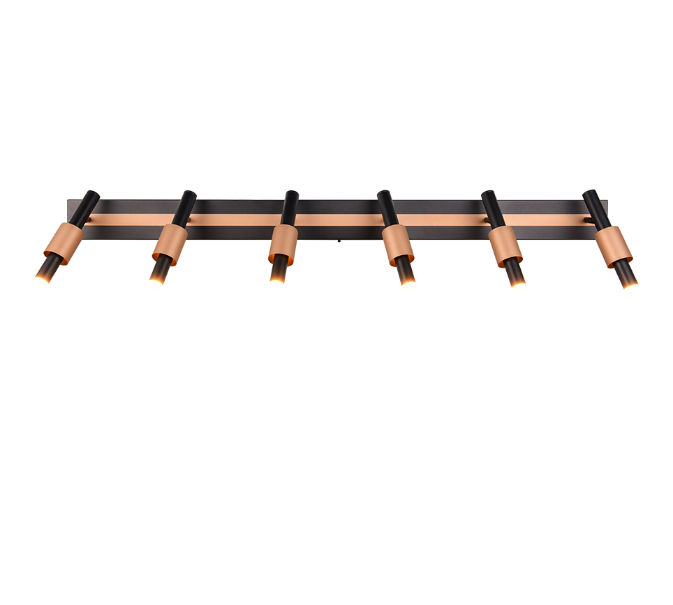 Lustra LED Premium IKARIS Black & Gold cu 6 Spoturi Reglabile