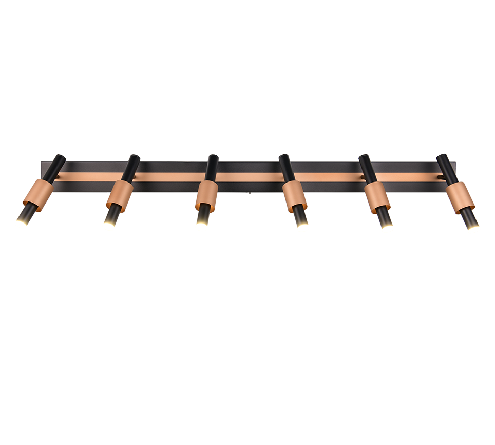 Lustra LED Premium IKARIS Black & Gold cu 6 Spoturi Reglabile