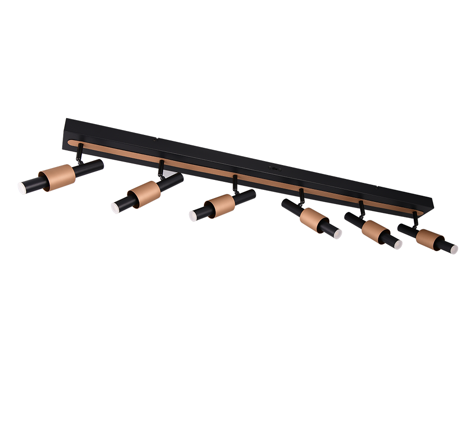Lustra LED Premium IKARIS Black & Gold cu 6 Spoturi Reglabile