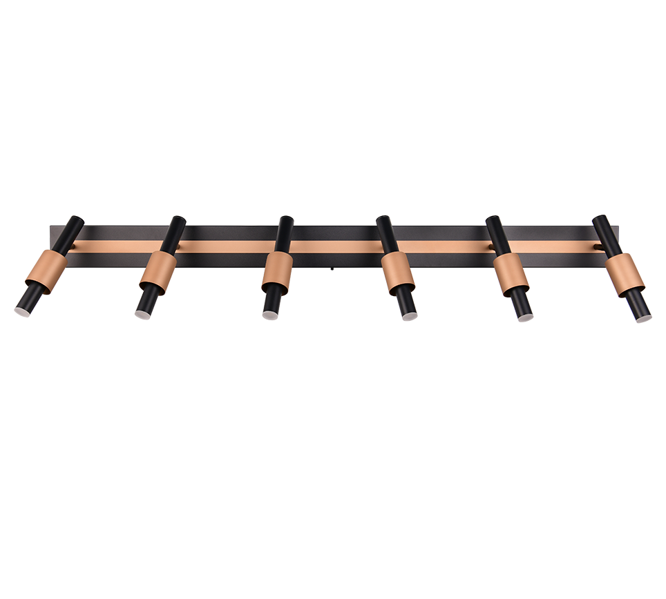 Lustra LED Premium IKARIS Black & Gold cu 6 Spoturi Reglabile