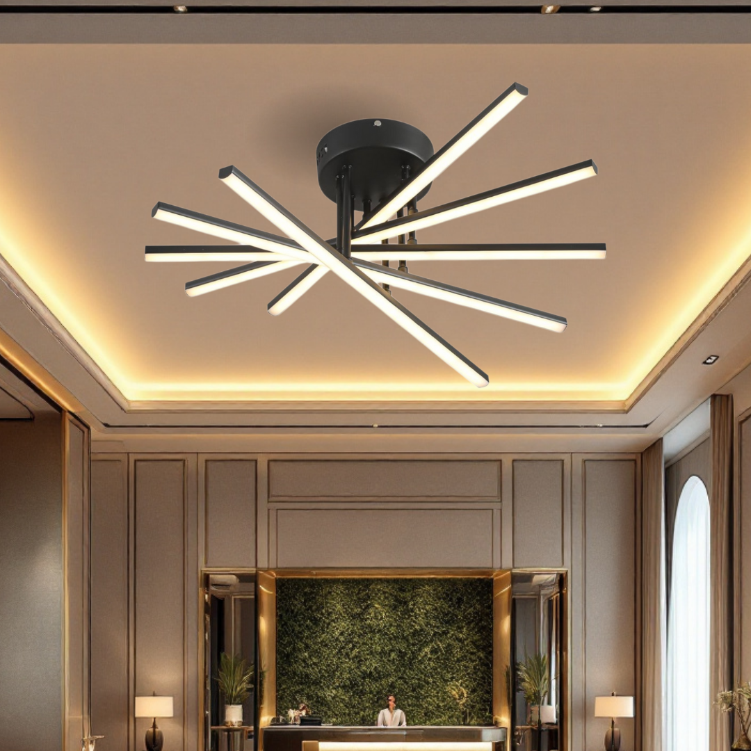 Lustra LED 80W Fano 5 Elemente NEGRU Echivalent 500W cu Telecomanda