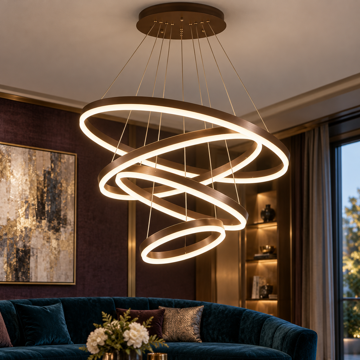 Lustra LED 288W WONDERLAND Brown 4 Segmente Echivalent 1000W