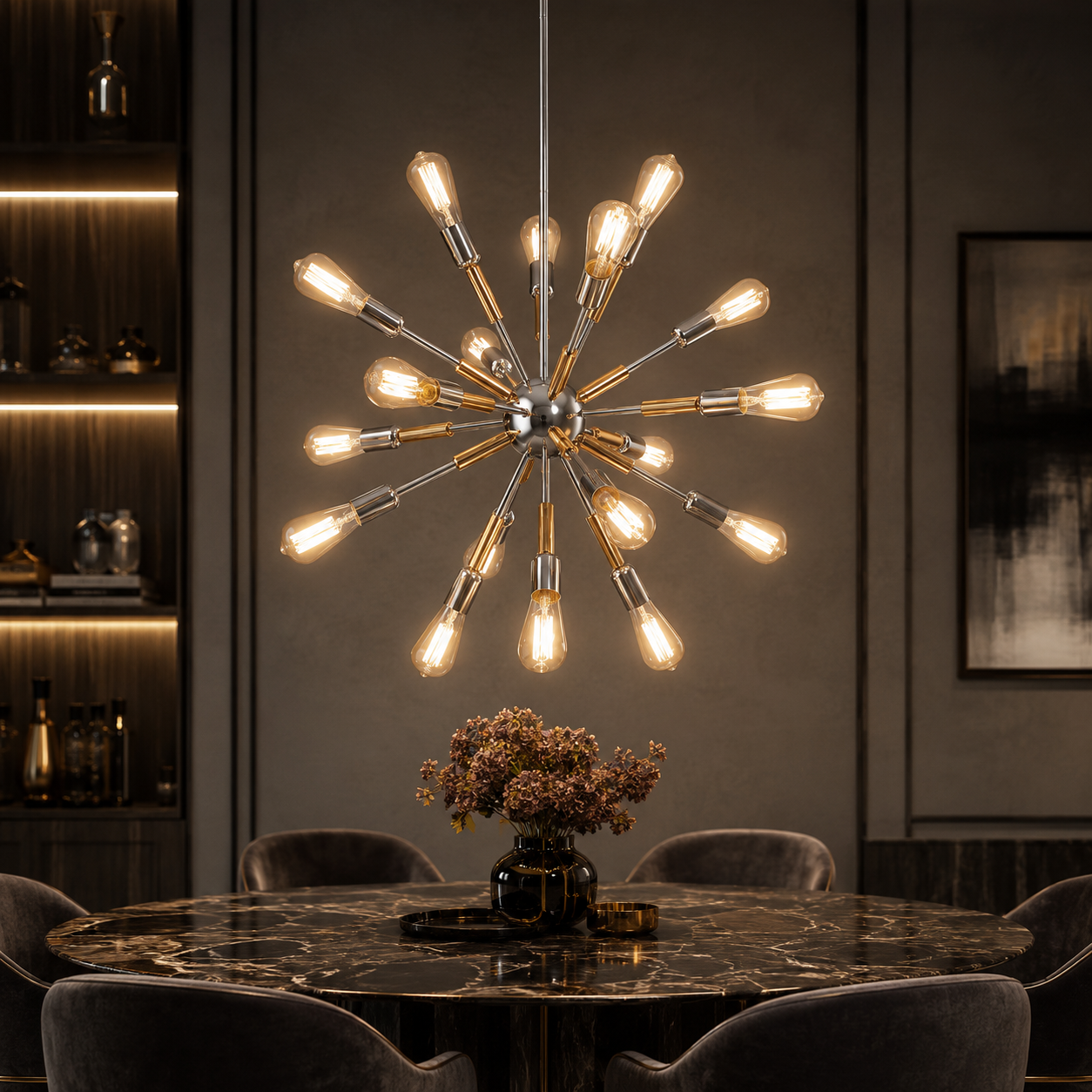 Lustra COMET Unique 18xE27 Crom&Gold
