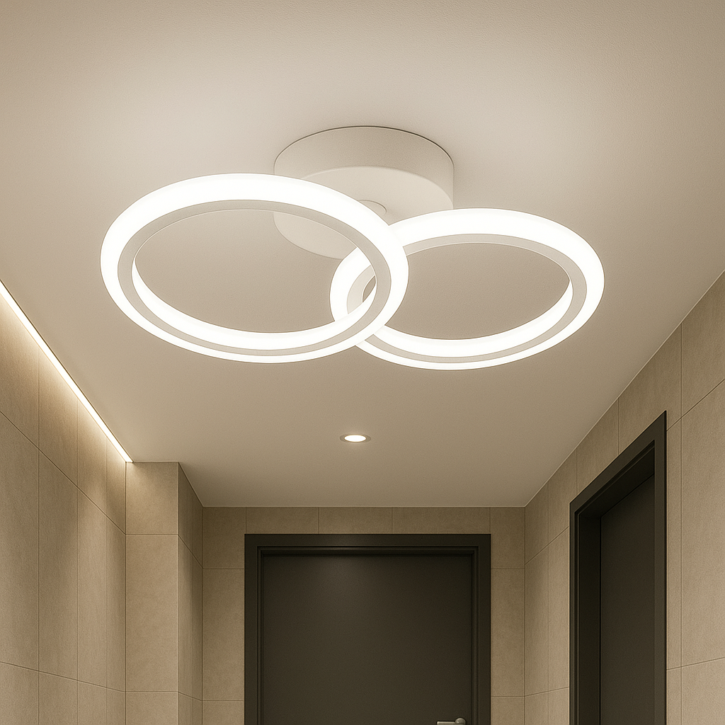 Lustra LED 1+1 Circle Design Alb Echivalent 300W Telecomanda