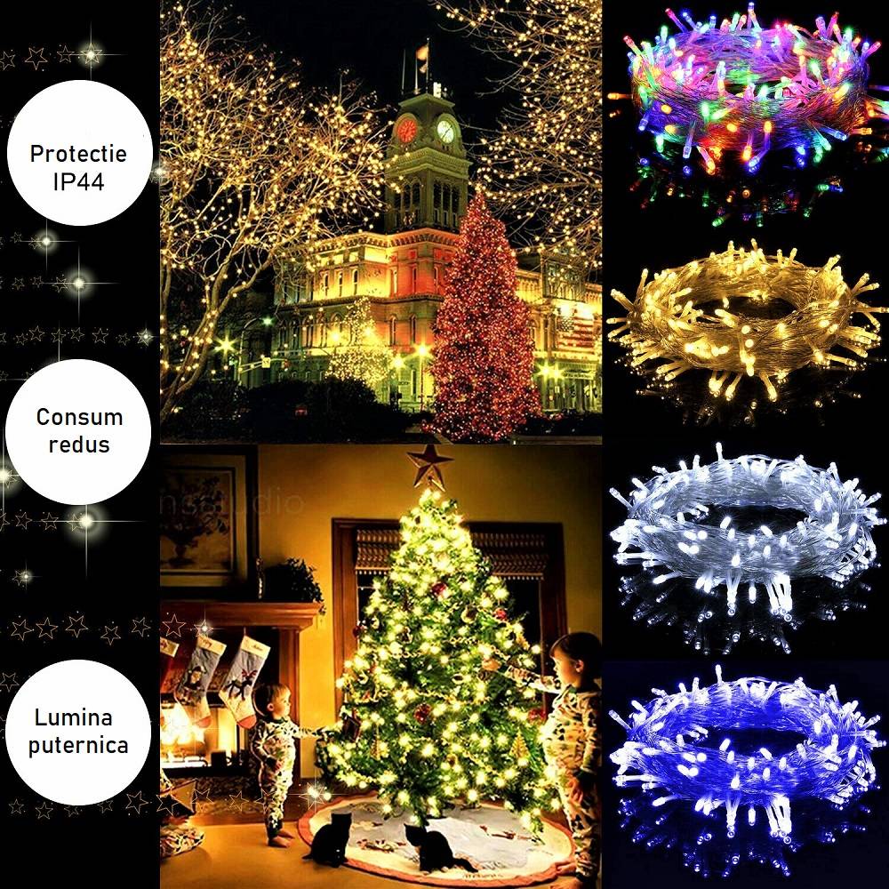 Instalatie LED Liniara 300 LED-uri 23m Fir Transparent Multicolora