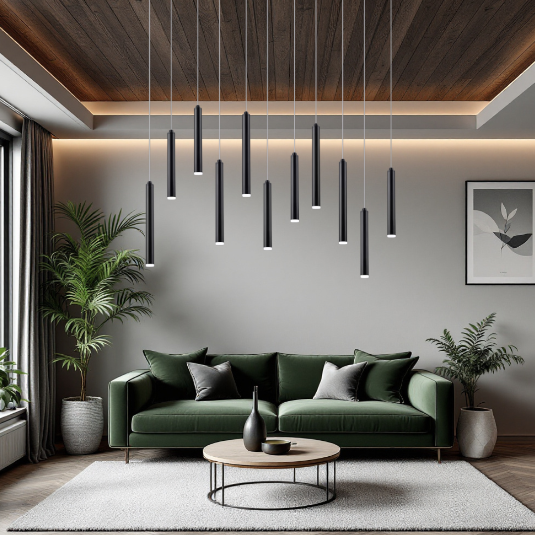 Lustra LED Suspendata Luxury Tubular Black Echivalent 400W