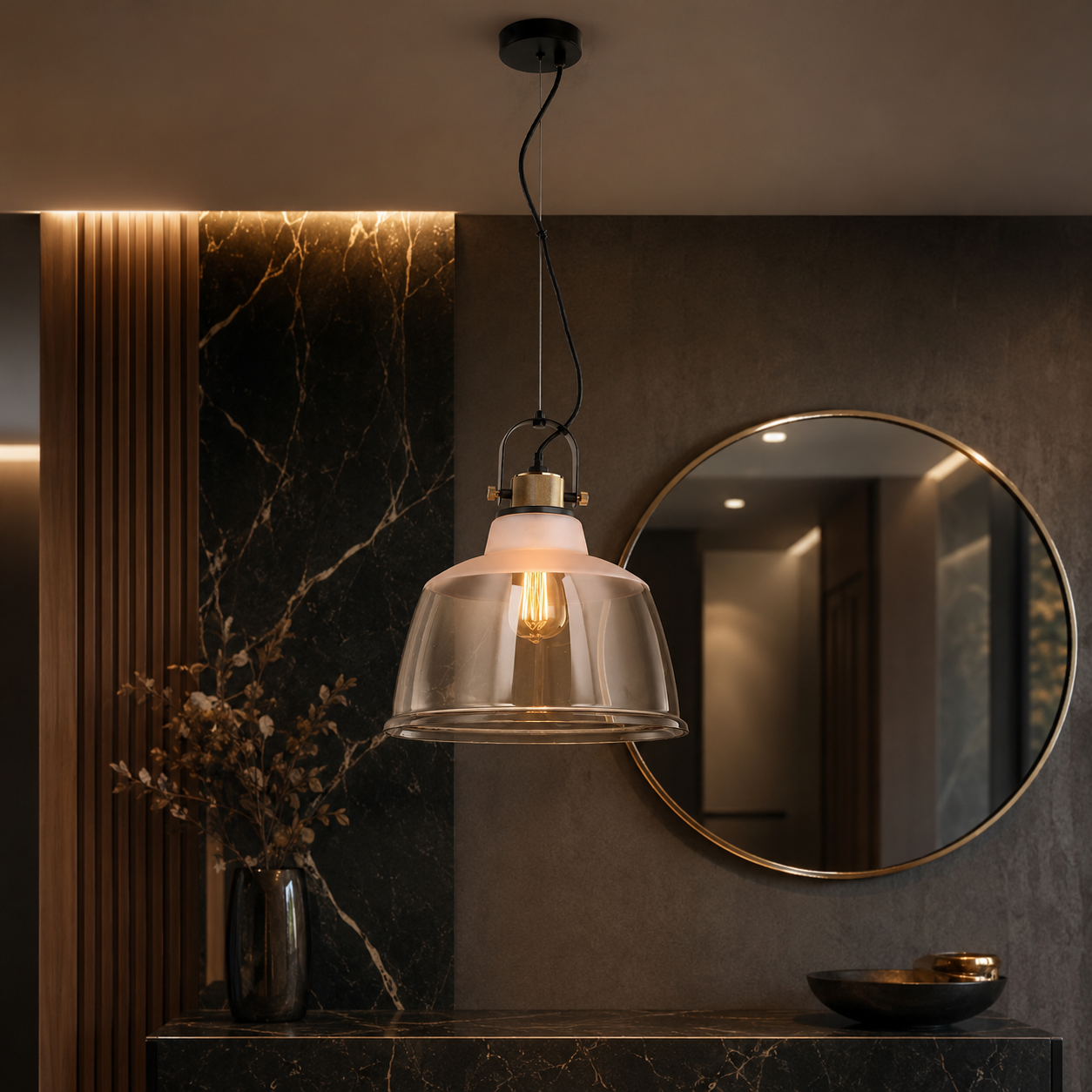 Pendul Unique ASGARD 1xE27 30CM Black&RoseGold