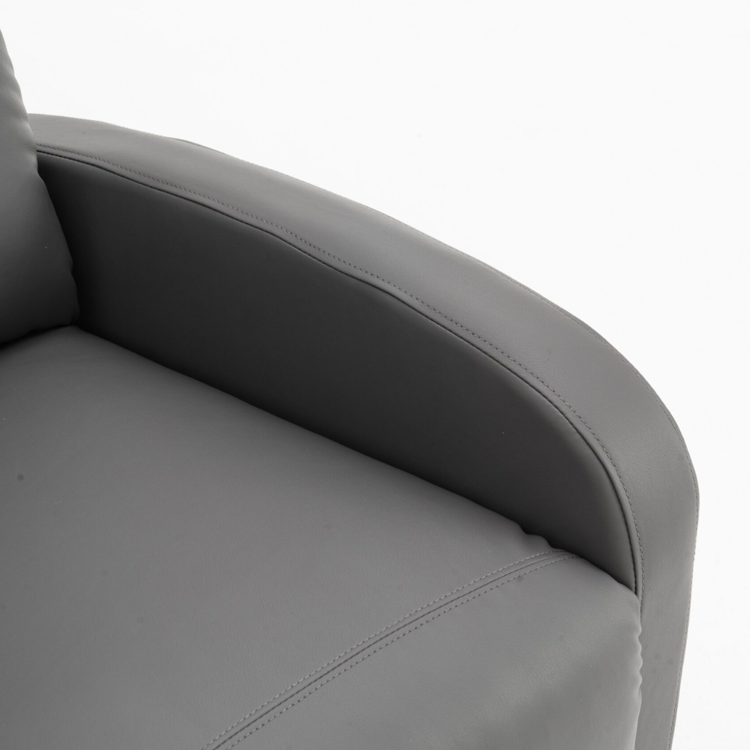 Fotoliu Recliner din Piele Ecologica Spatar Rabatabil si Suport Picioare Extensibil Gri