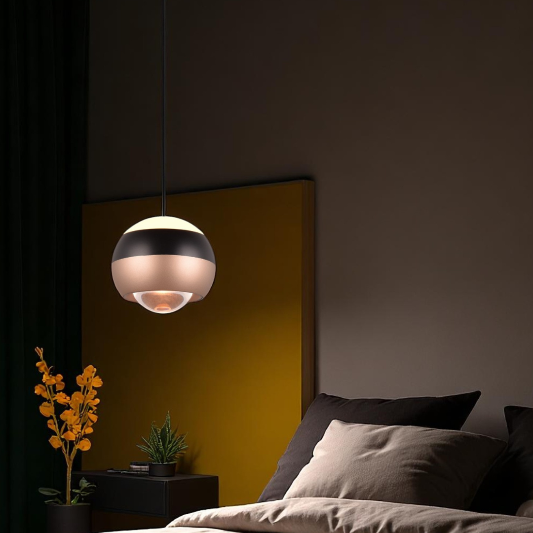 Pendul LED Orbit Pull Down 3 lumini din buton, Dimabil