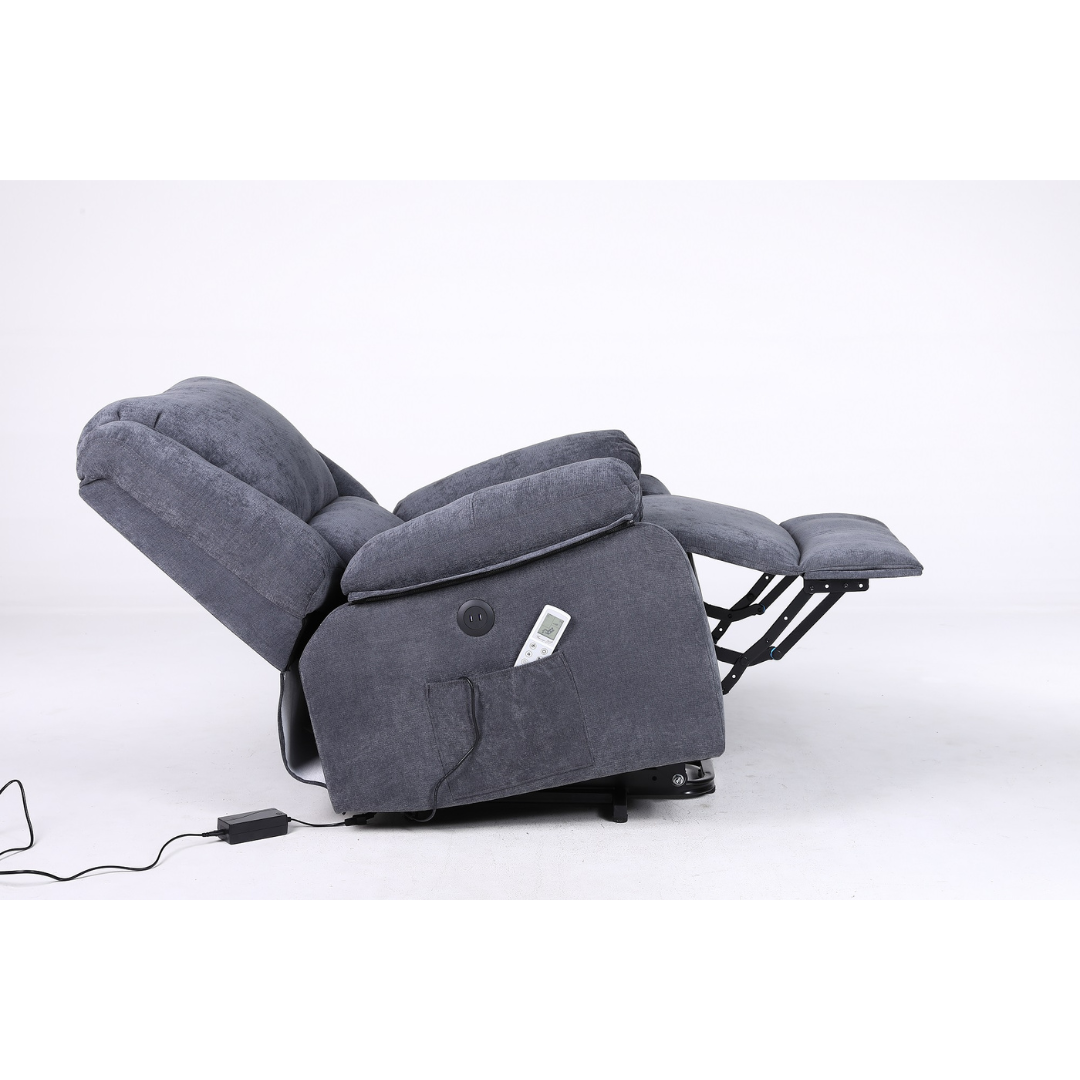 Fotoliu cu Masaj si Incalzire, Recliner Electric, Gri Inchis