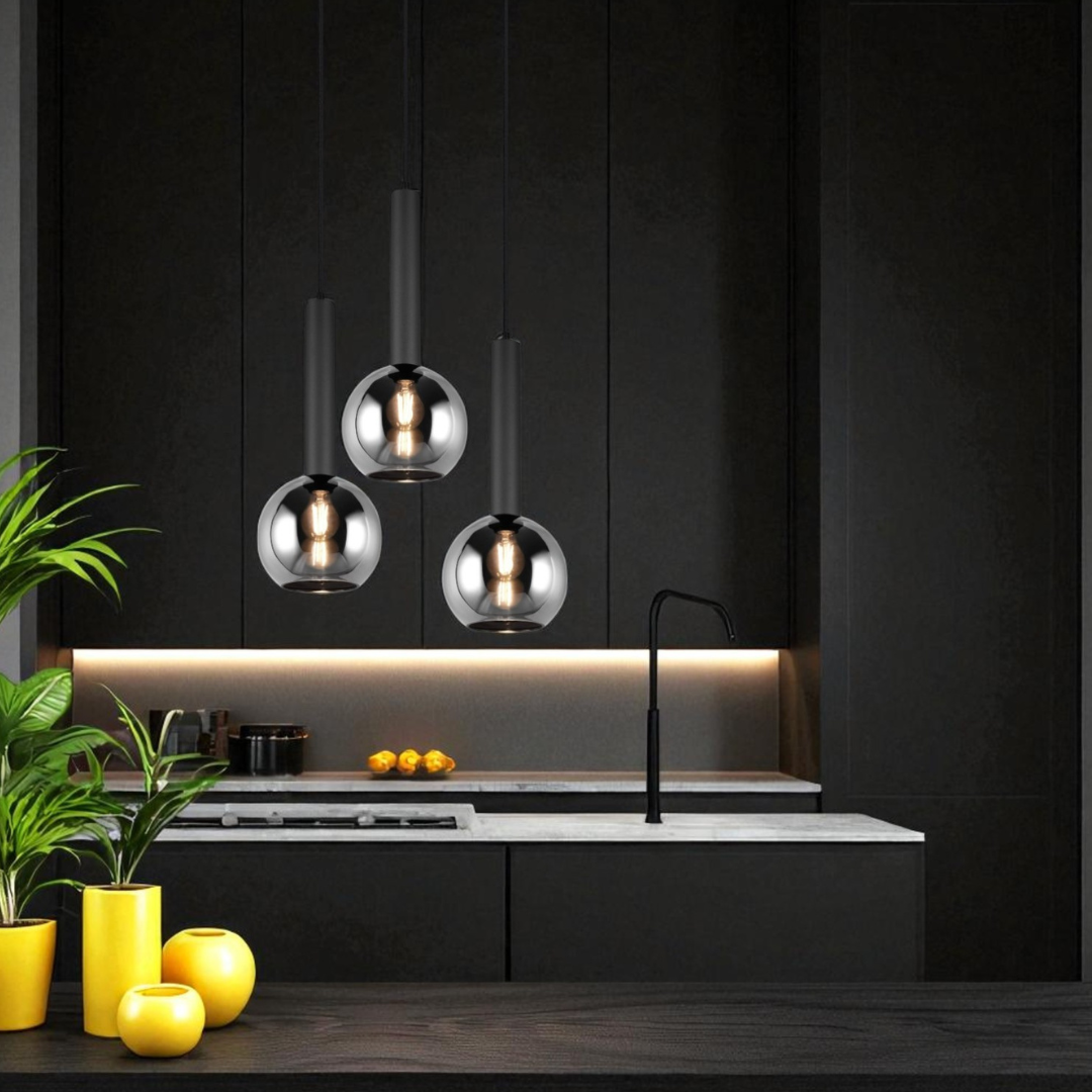 Lustra Suspendata Abajur fumuriu CLAYTON 3xE27