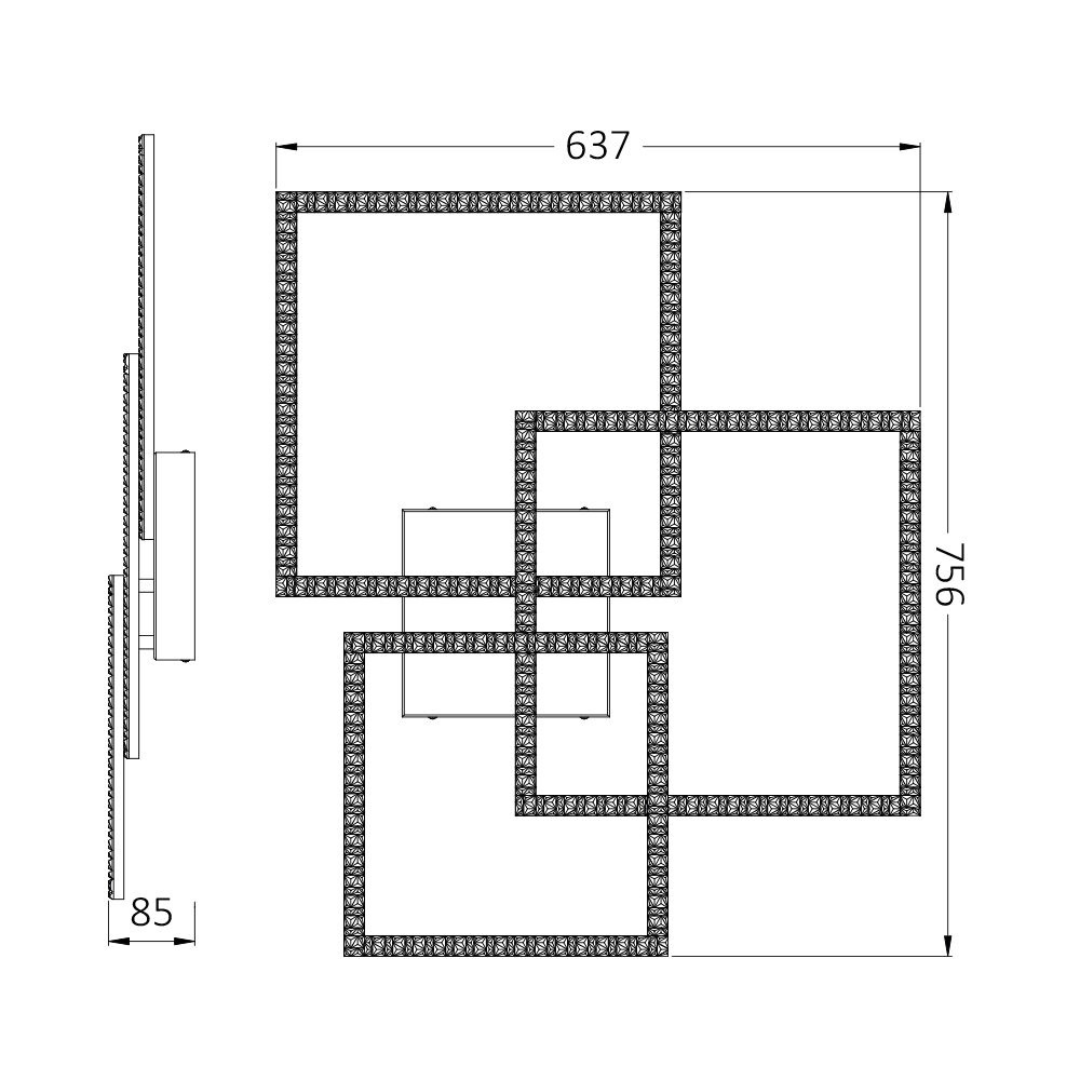 Lustra LED 3 Squares Cristal White Echivalent 800W Telecomanda